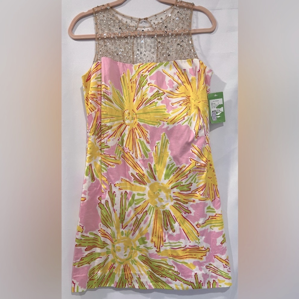 Lilly Pulitzer Hotty Pink Beaded Dress  8 NWTS